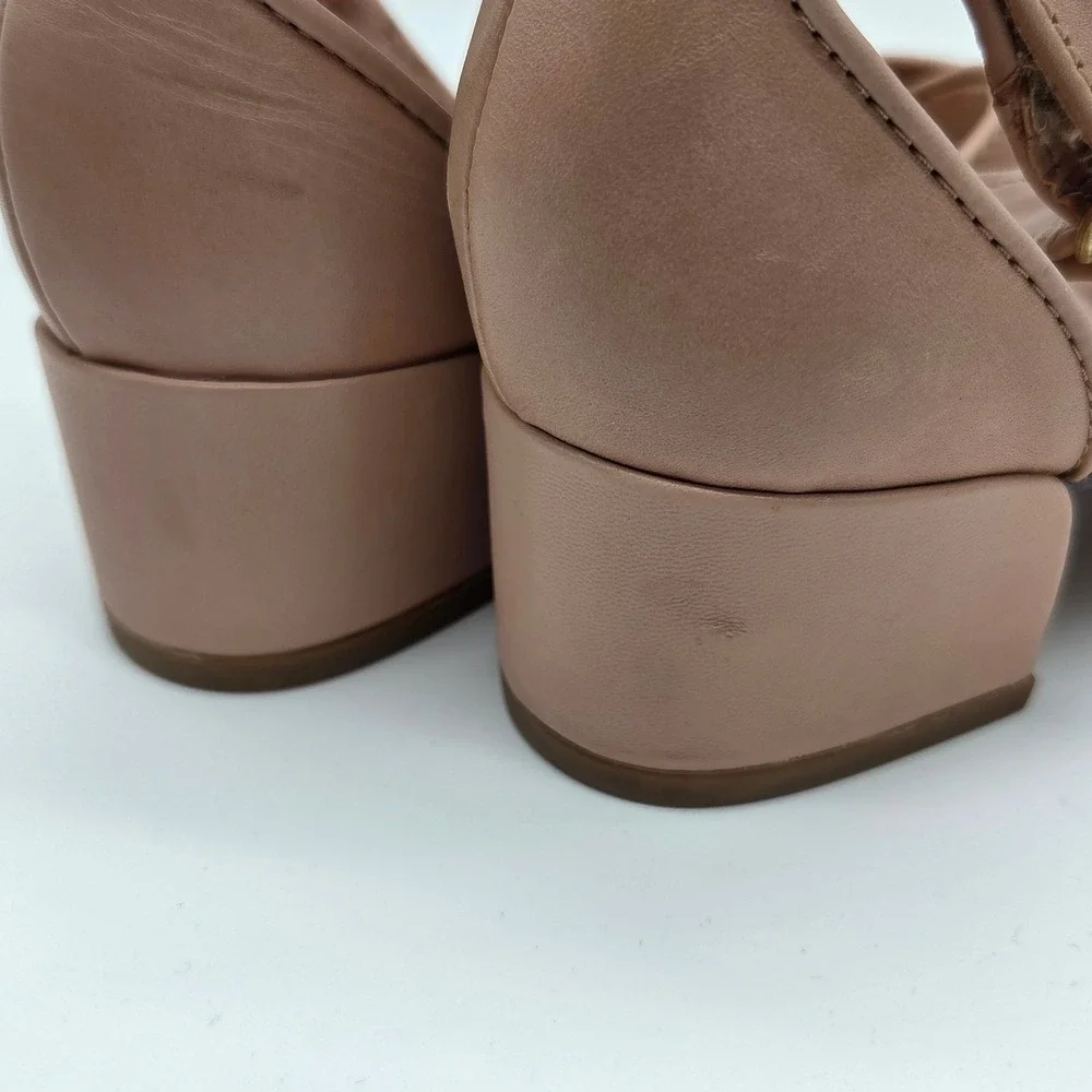 Clarks Caroleigh Rise Sandals Womens 8.5 Rose Dark Blush Leather‎ Block Heel
